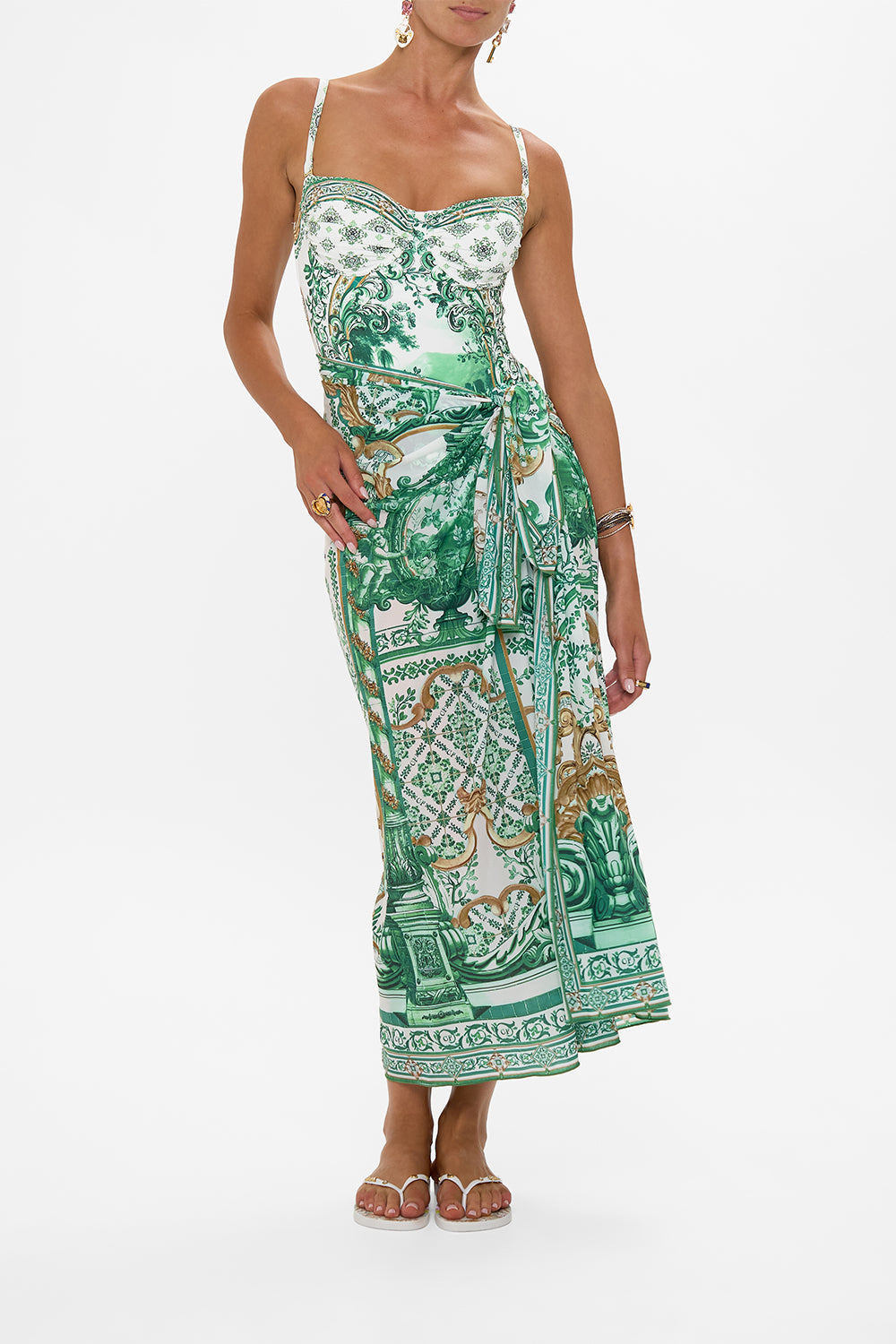 CAMILLA Long Sarong in Corridor Of Calm print