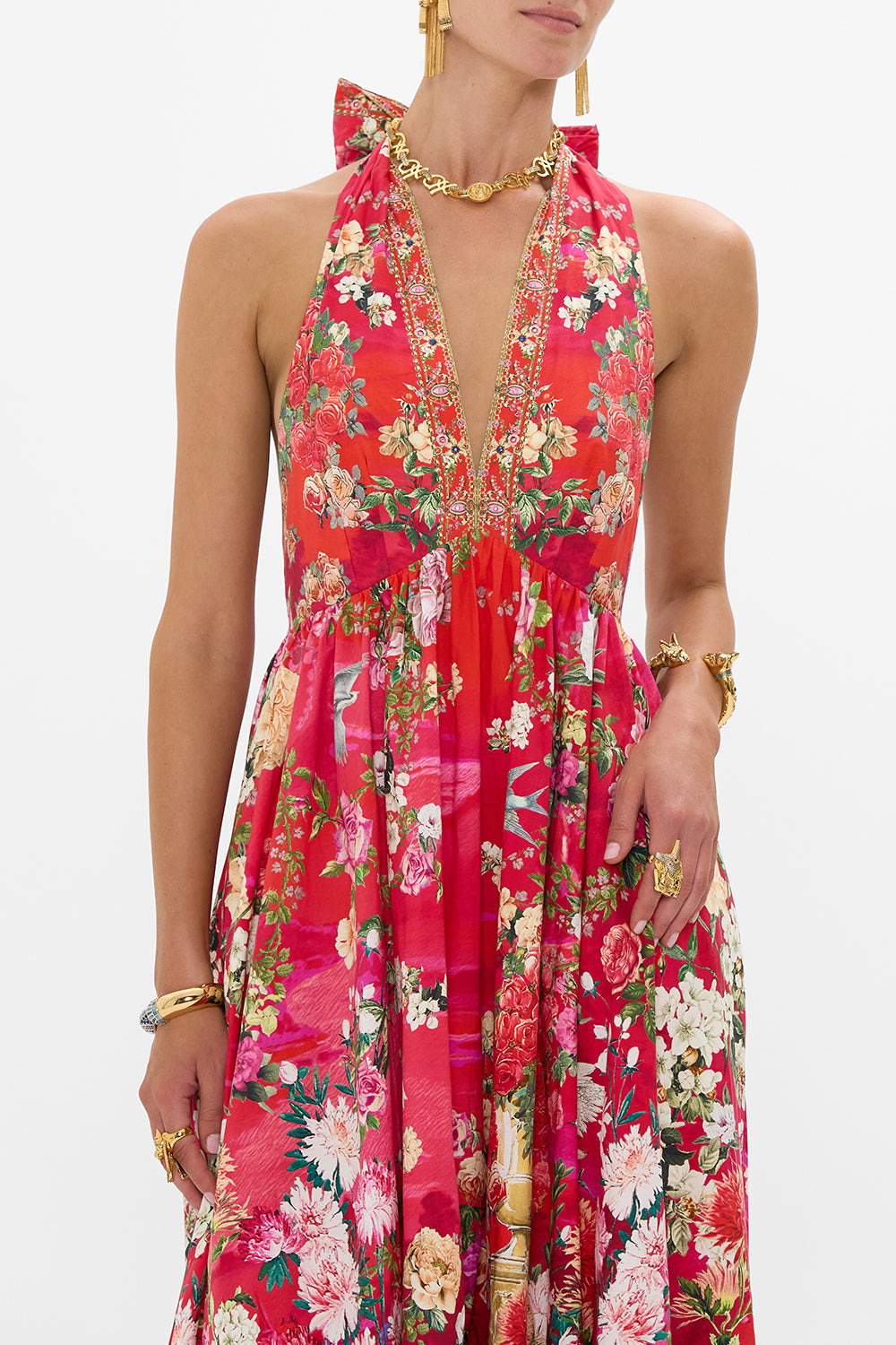 The Sweet Home Alexandria Ruffle Hem Halter Dress | CAMILLA US