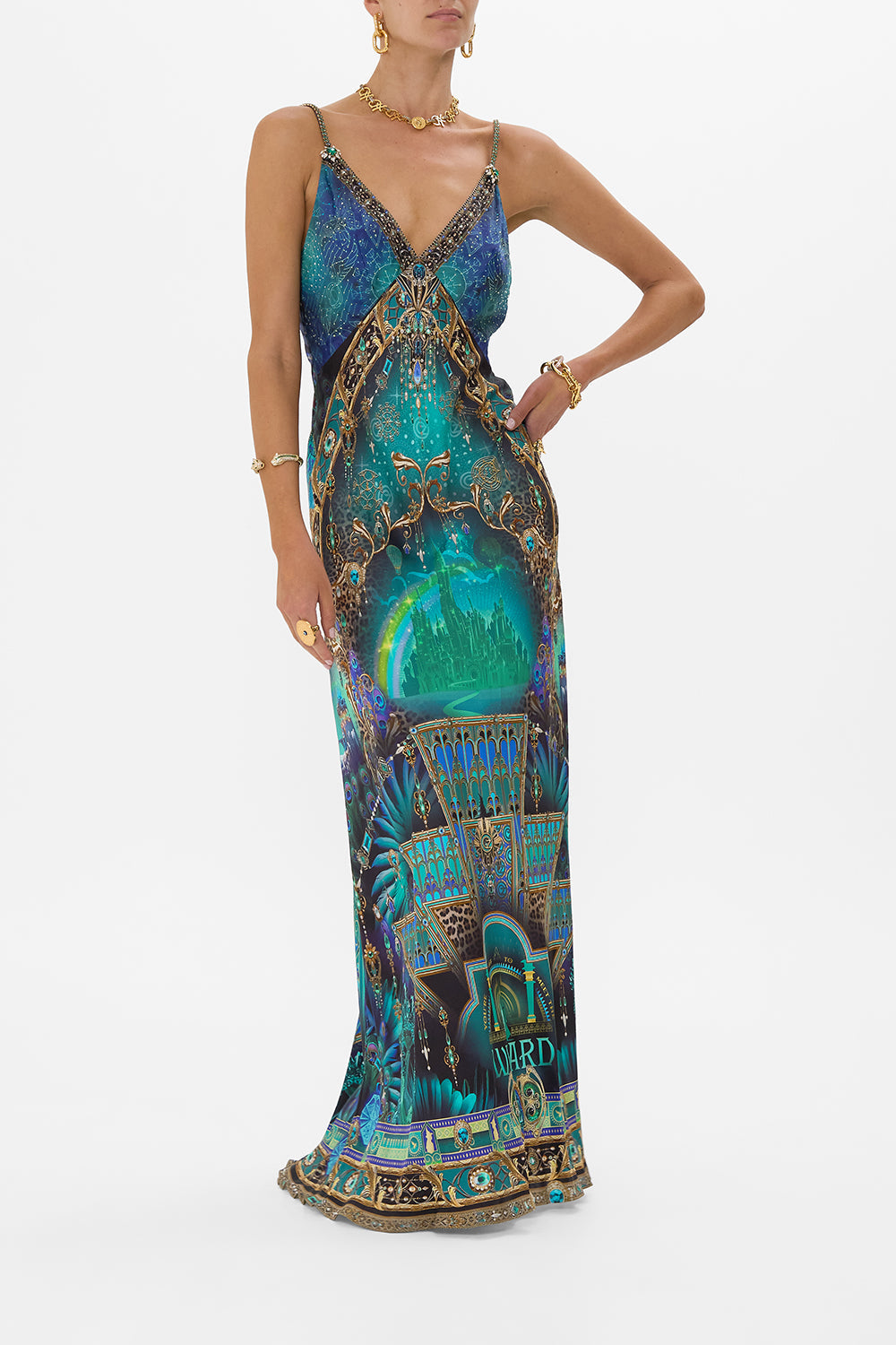 The Defy Gravity V Neck Long Bias Slip Dress With Train | CAMILLA