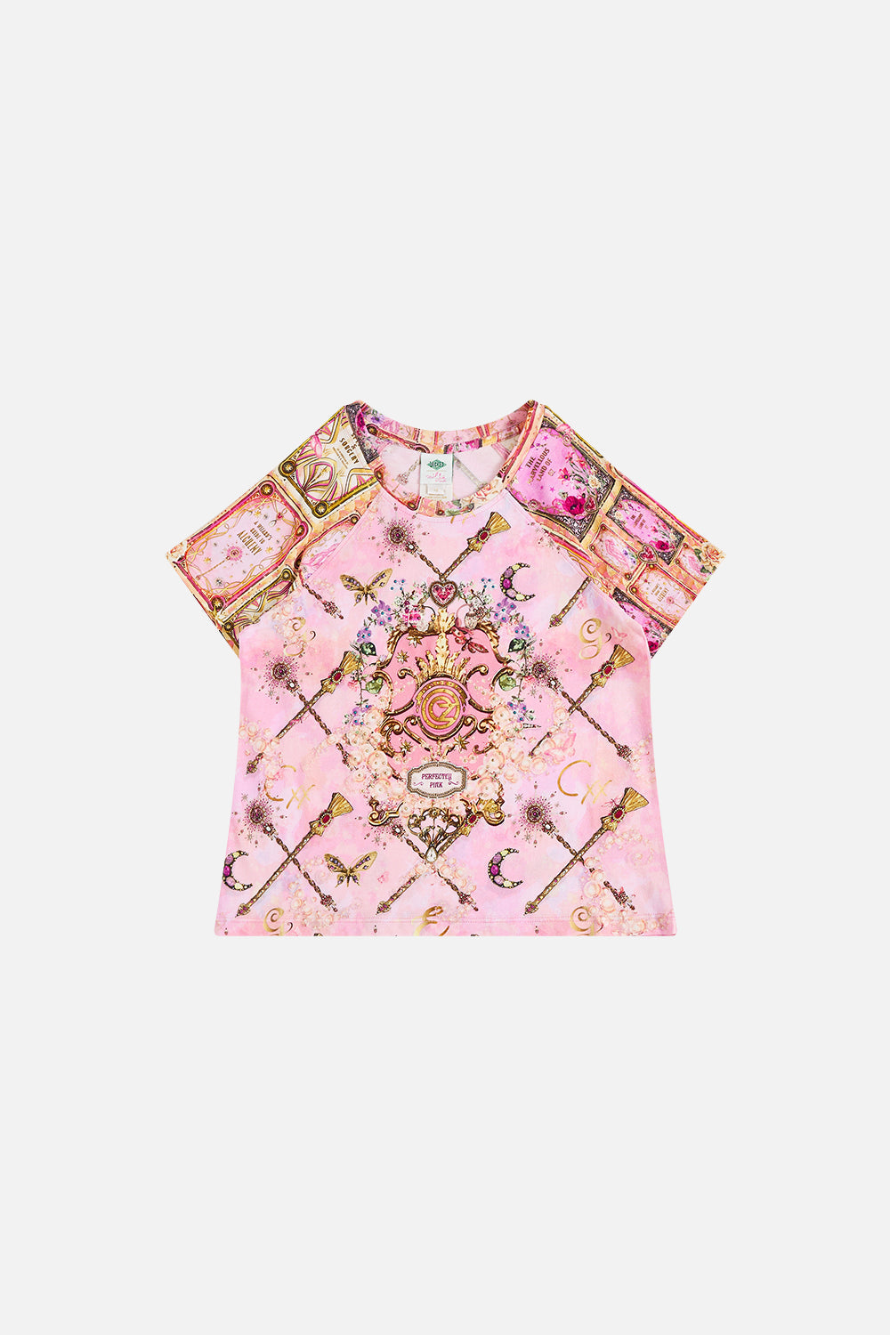 The CAMILLA KIDS RAGLAN TEE 4-10 TOTALLY OZMOPOLITAN in our TOTALLY OZMOPOLITAN print.