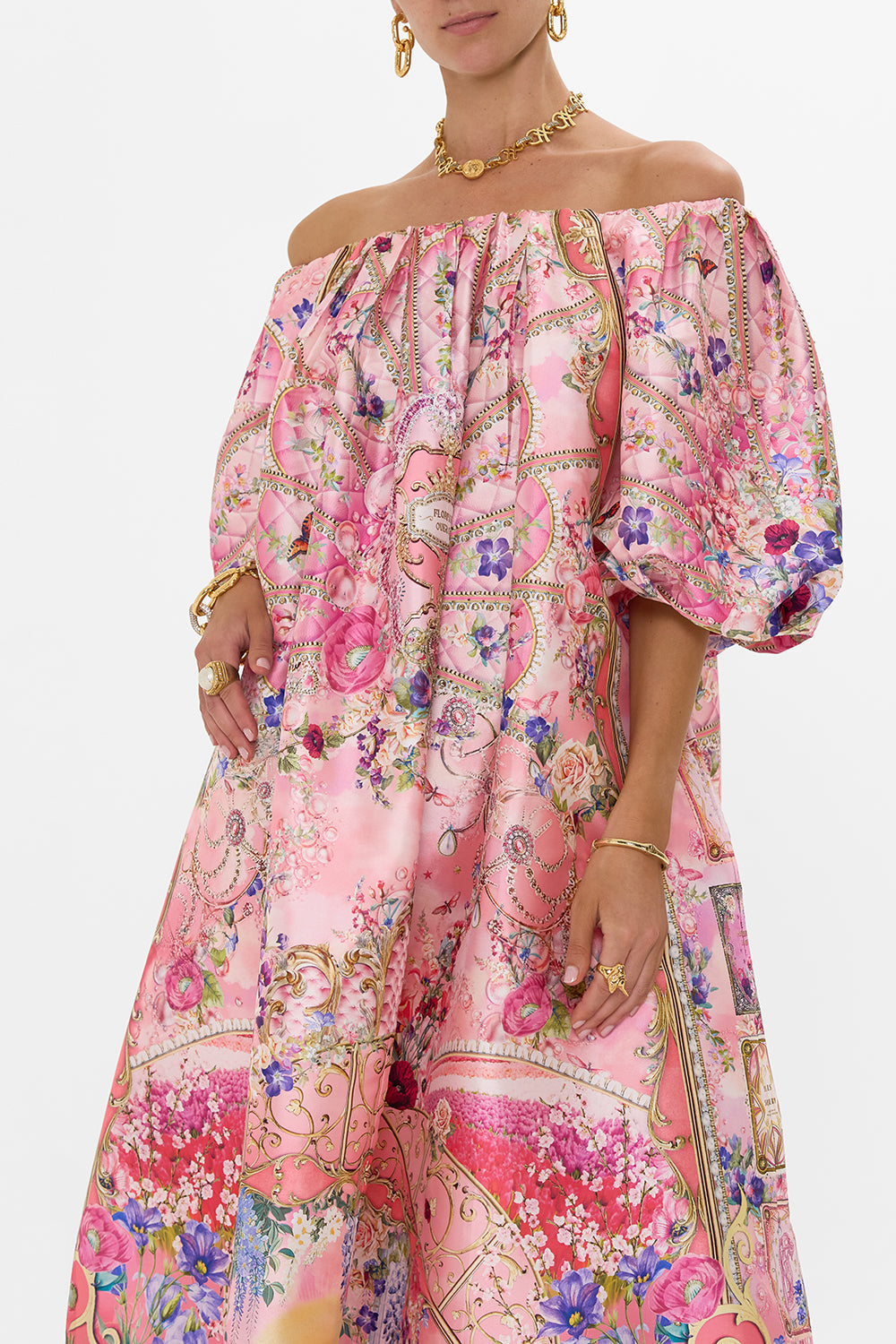 OFF SHOULDER LONG PUFF DRESS TOTALLY OZMOPOLITAN