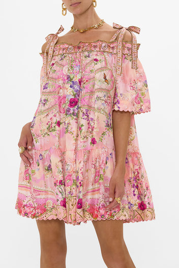 Esmeralda Off-Shoulder Frill Dress Pistachio