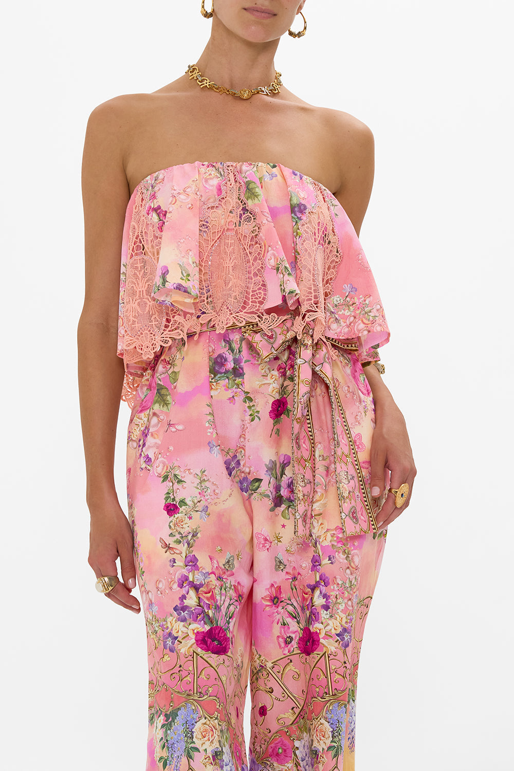 STRAPLESS JUMPSUIT WITH FRILL TOTALLY OZMOPOLITAN