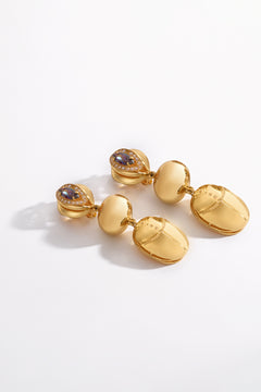 COSMIC CARTOUCHE SCARAB EARRINGS GOLD