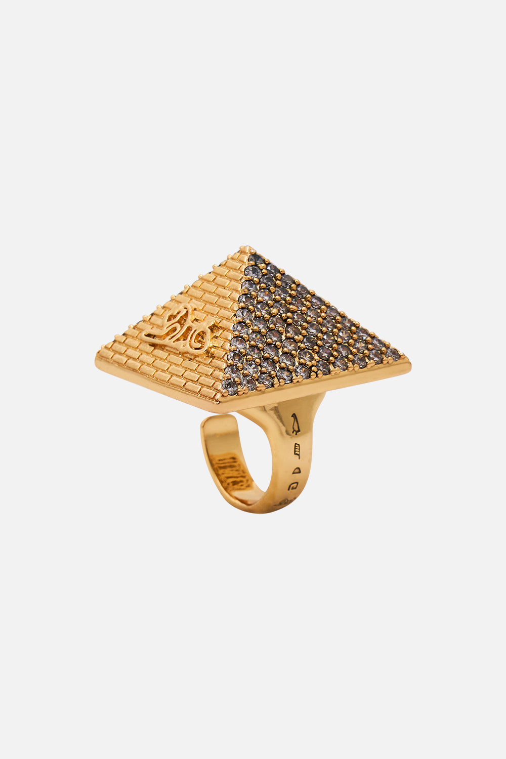 SACRED SYMBOLS PYRAMID RING GOLD