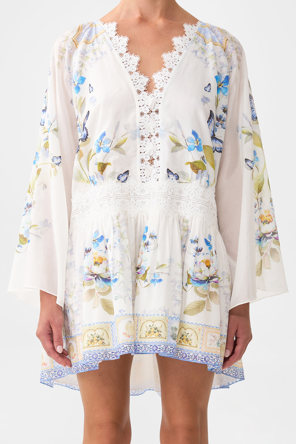 VESTIDO CORTO HOLGADO CON CINTURA CAÍDA BOTANICAL BALLADS