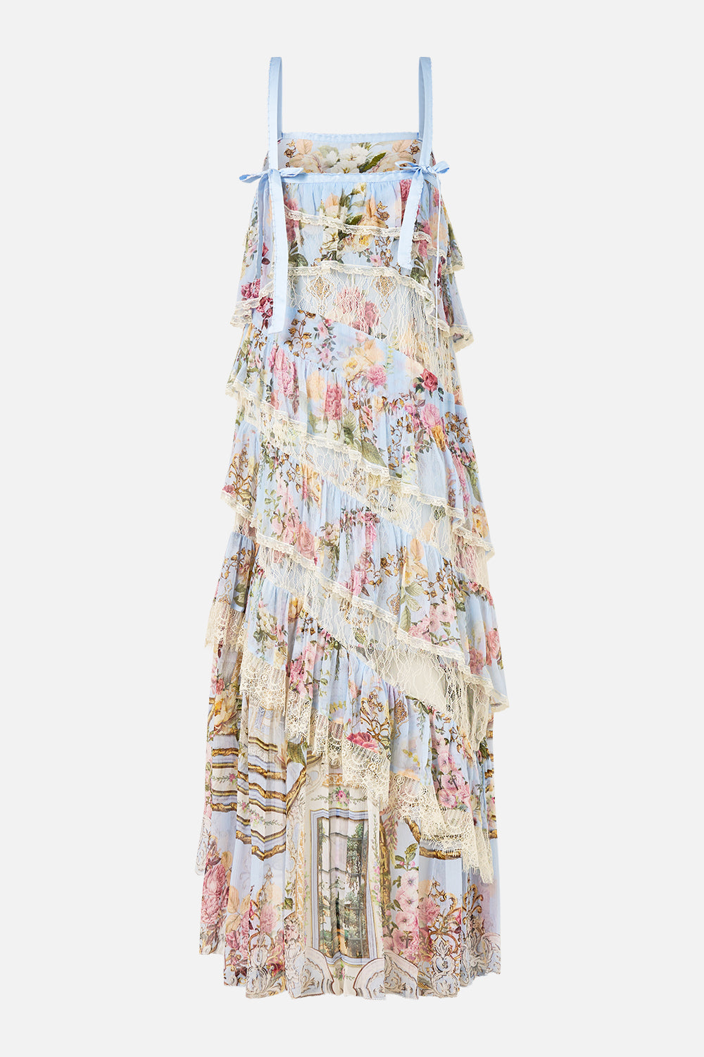 VESTIDO DE ENCAJE ASIMÉTRICO EMPALMADO CON EL TIEMPO