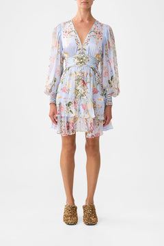 BUTTON FRONT FRILL DRESS TILED IN TIME