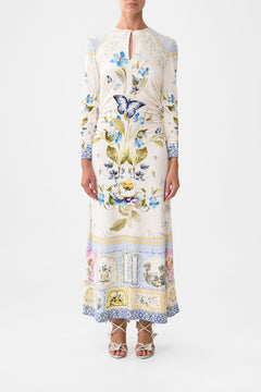 GATHERED JERSEY LONG DRESS BOTANICAL BALLADS