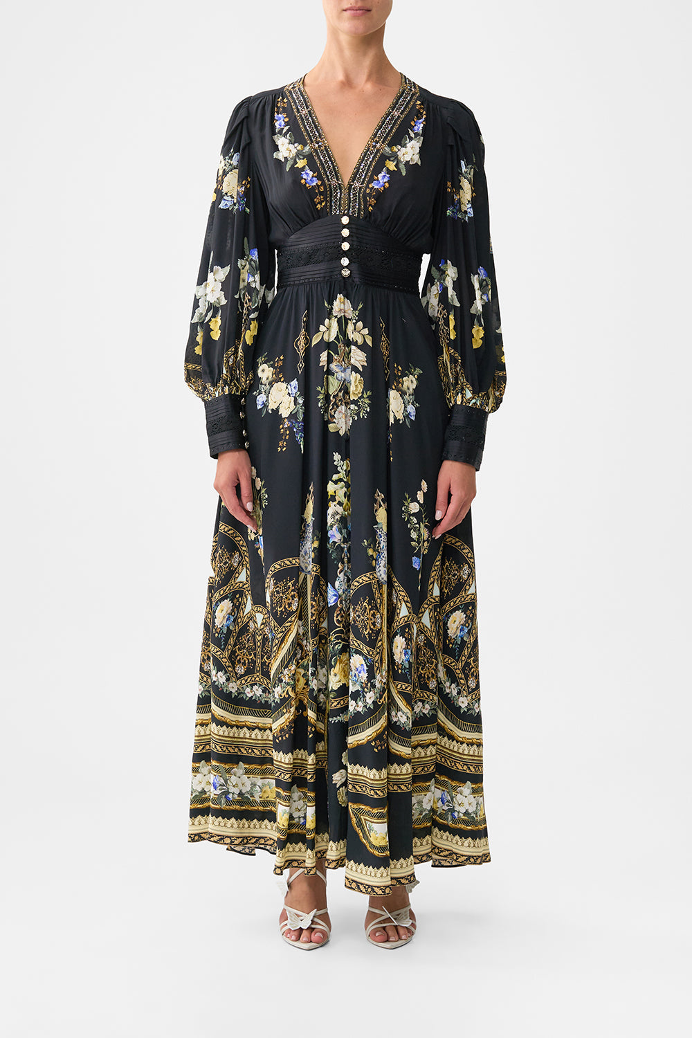 VESTIDO CON CINTURILLA AJUSTADA Y MANGAS FRUNCIDAS ELEGANCIA OTOMANA