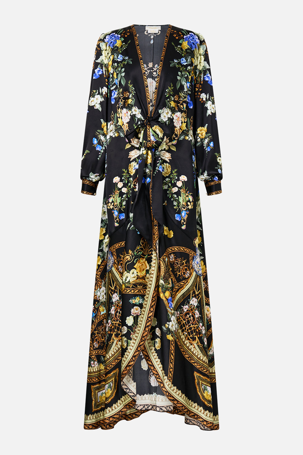 The CAMILLA TIE WAIST LONG SLEEVE DRESS OTTOMAN ELEGANCE in our  print.