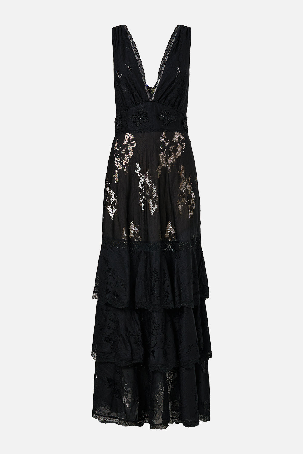 VESTIDO CON VOLANTES ESCALONADOS DOBLEZ INFERIOR ELEGANCIA OTOMANA