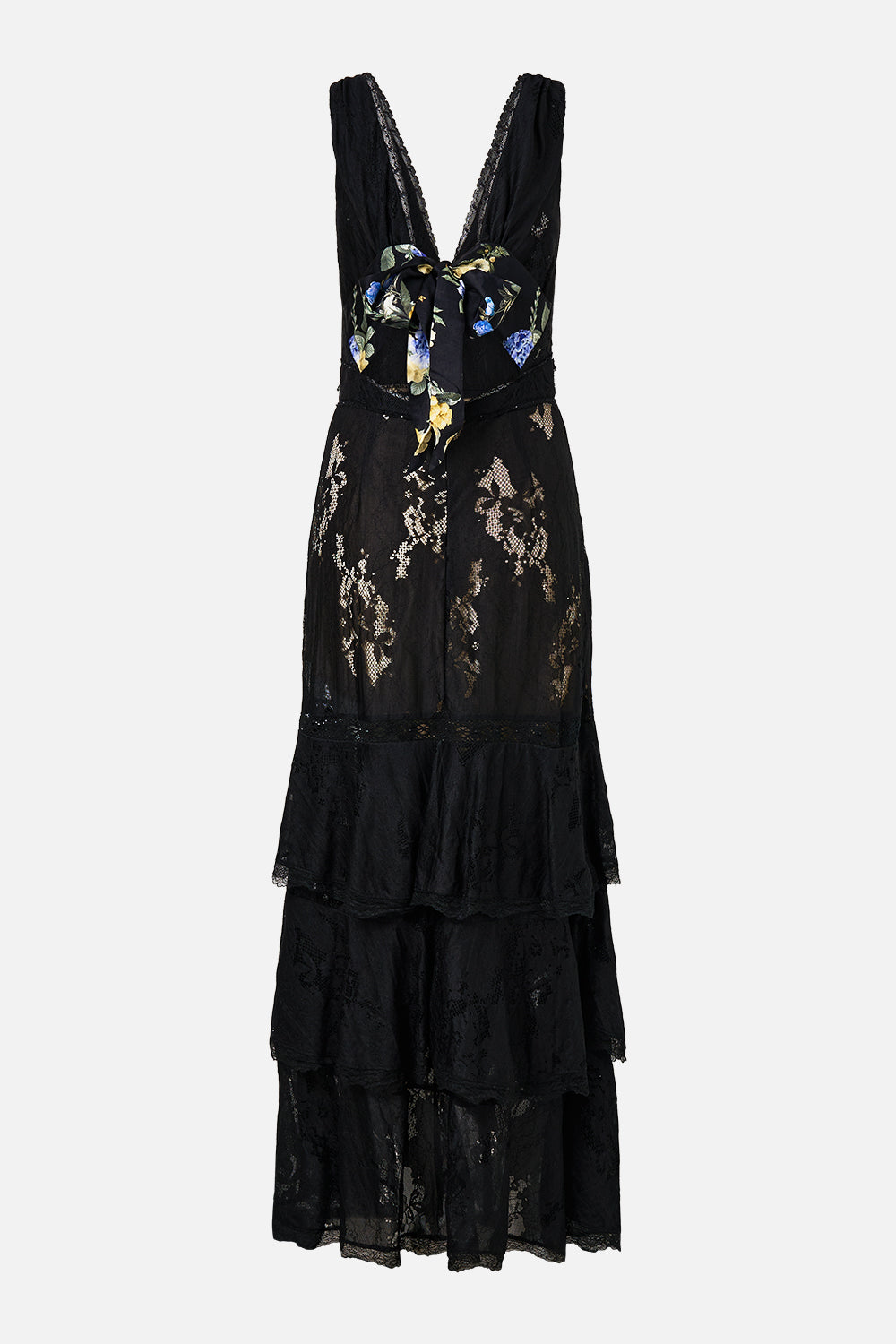 VESTIDO CON VOLANTES ESCALONADOS DOBLEZ INFERIOR ELEGANCIA OTOMANA