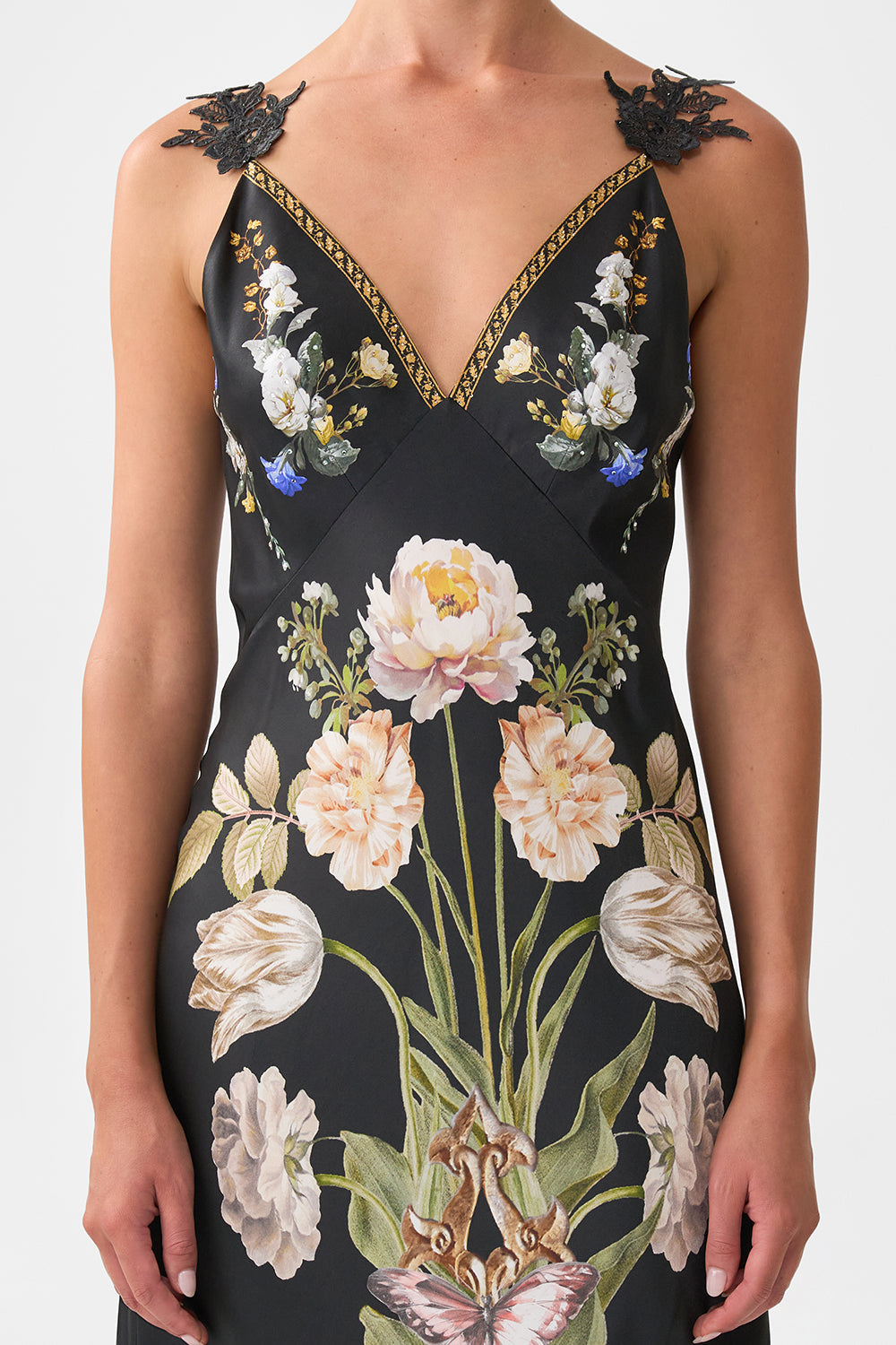 VESTIDO LENCERO LARGO AL BIES CUELLO EN V ELEGANCIA OTOMANA