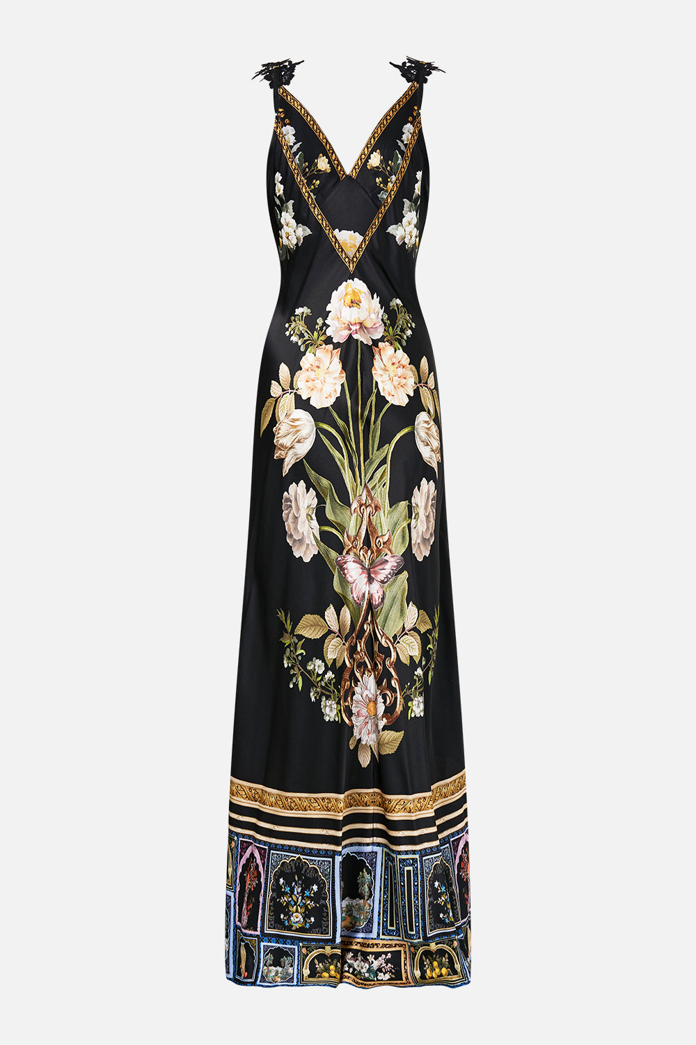 VESTIDO LENCERO LARGO AL BIES CUELLO EN V ELEGANCIA OTOMANA
