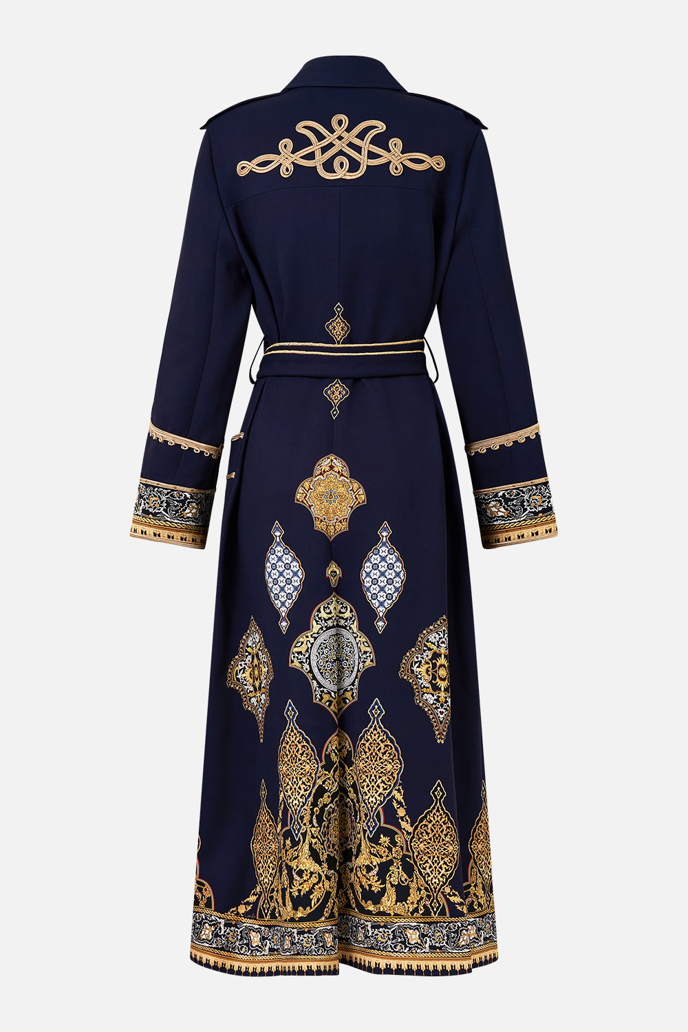 The CAMILLA long military coat from our print the imperial gate, back product view