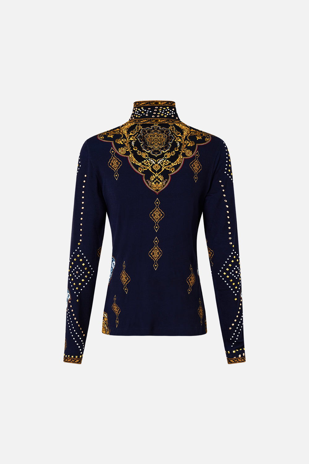 The CAMILLA jersey turtleneck from our print the imperial gate, back product view