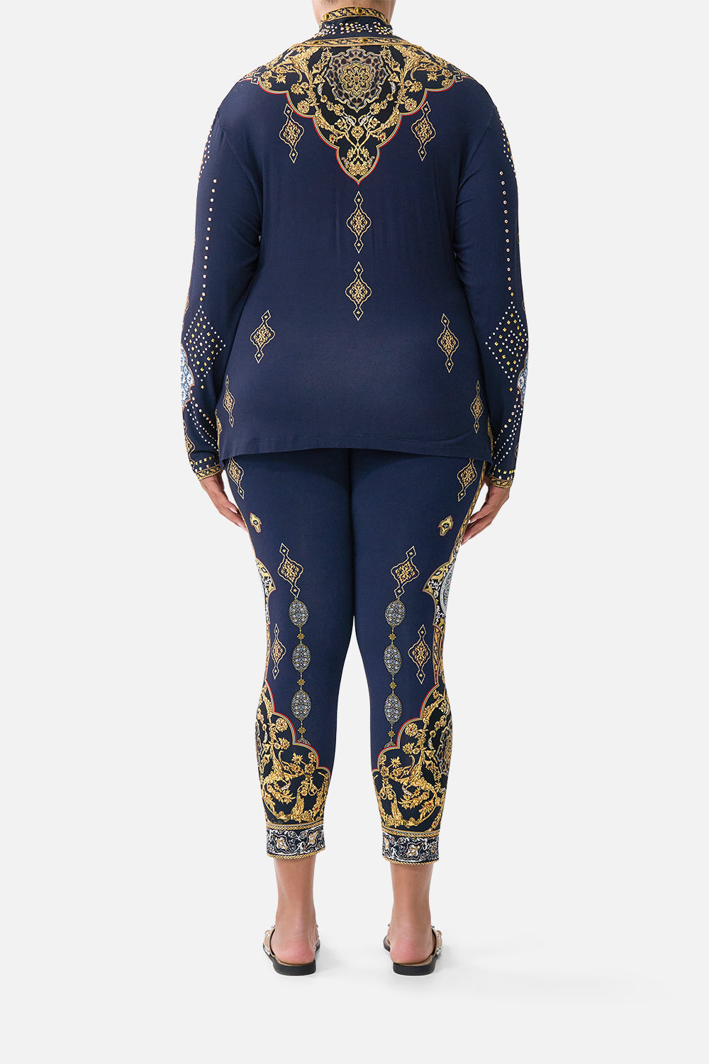The CAMILLA jersey turtleneck from our print the imperial gate, back model view