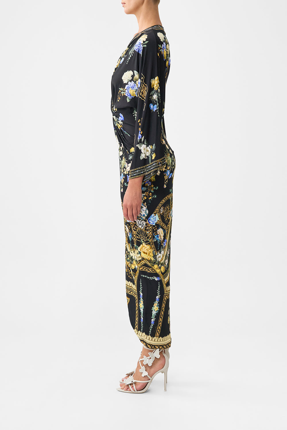 LONG SPLIT FRONT TWIST DRESS OTTOMAN ELEGANCE