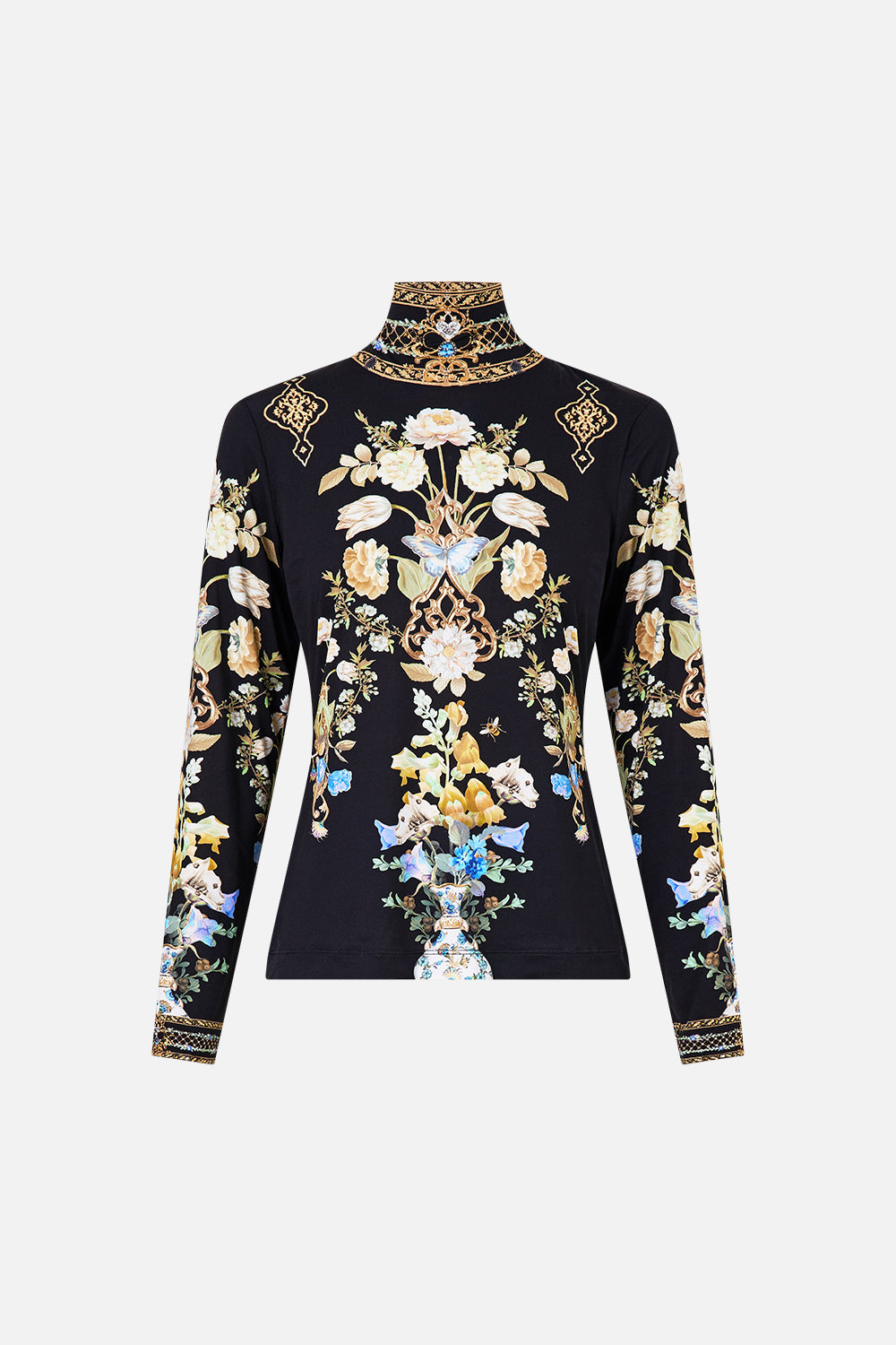 The CAMILLA jersey turtleneck from our print Ottoman elegance, front product view