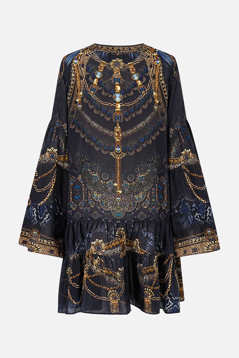 The CAMILLA A-LINE GATHERED PANEL DRESS SONG OF THE SOLSTICE in our  print.