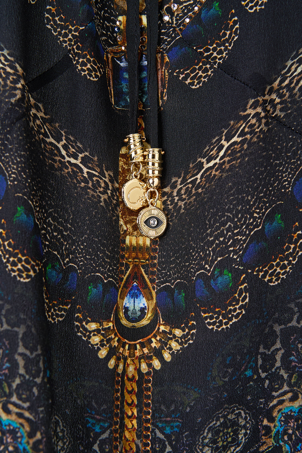 The CAMILLA A-LINE GATHERED PANEL DRESS SONG OF THE SOLSTICE in our  print.
