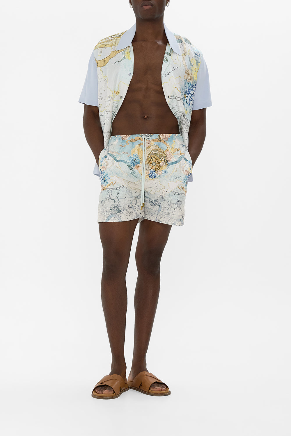 The CAMILLA mid length boardshort with elastic waist from our print my lucky stars