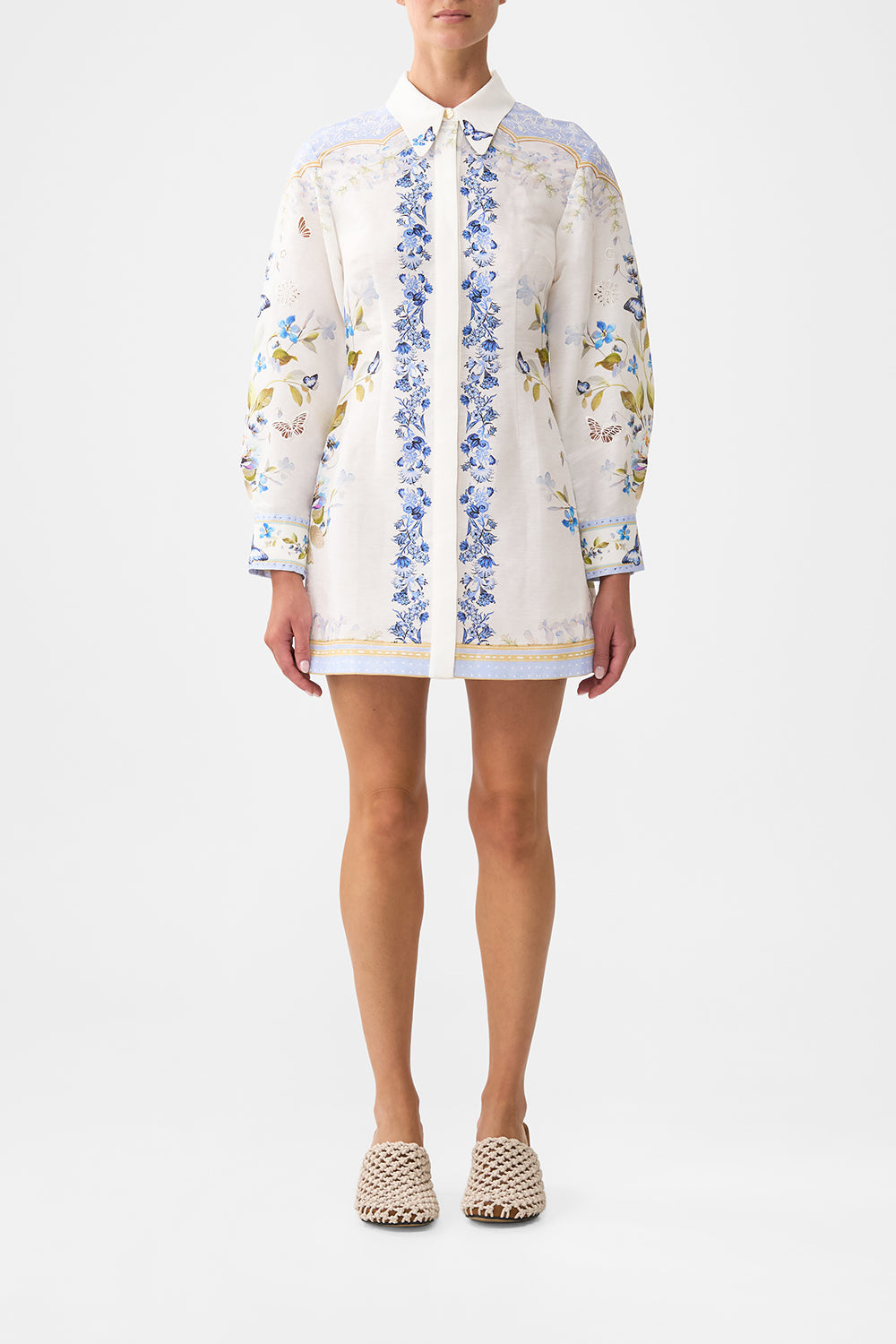 The CAMILLA SHIRT DRESS WITH A LINE SKIRT BOTANICAL BALLADS in our BOTANICAL BALLADS print.