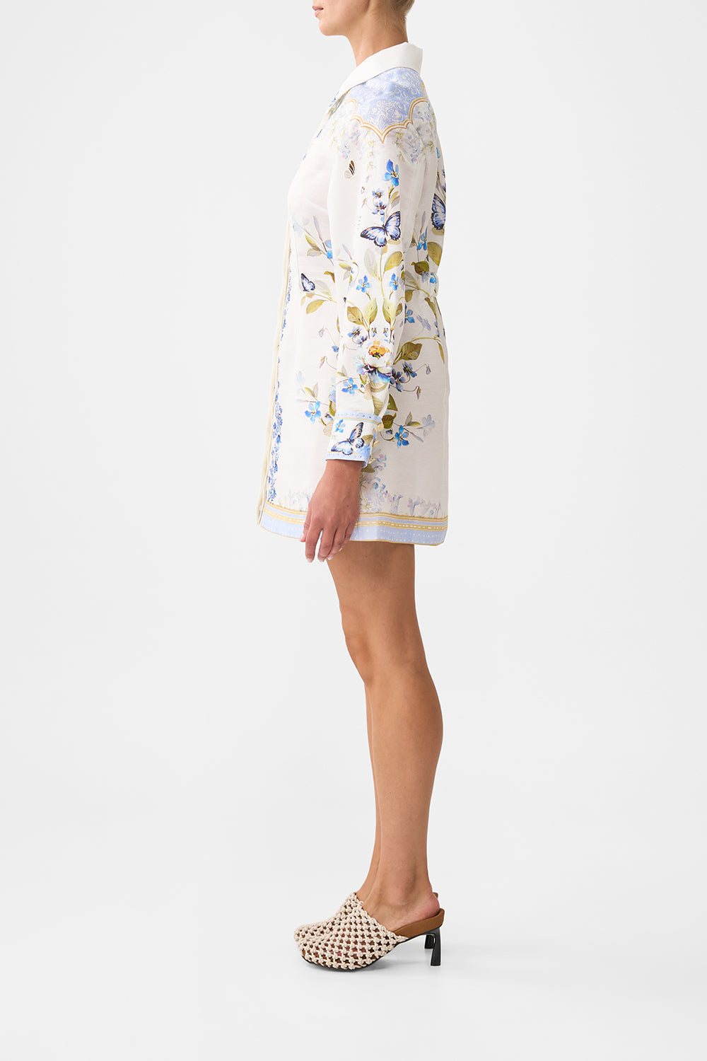 The CAMILLA SHIRT DRESS WITH A LINE SKIRT BOTANICAL BALLADS in our  print.