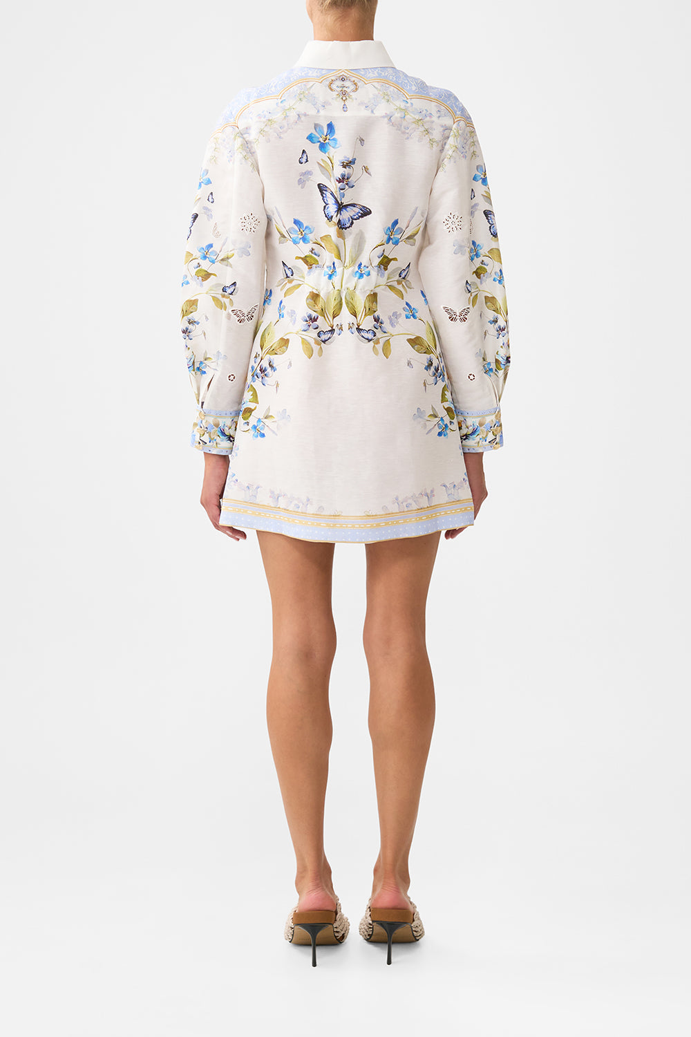 The CAMILLA SHIRT DRESS WITH A LINE SKIRT BOTANICAL BALLADS in our  print.