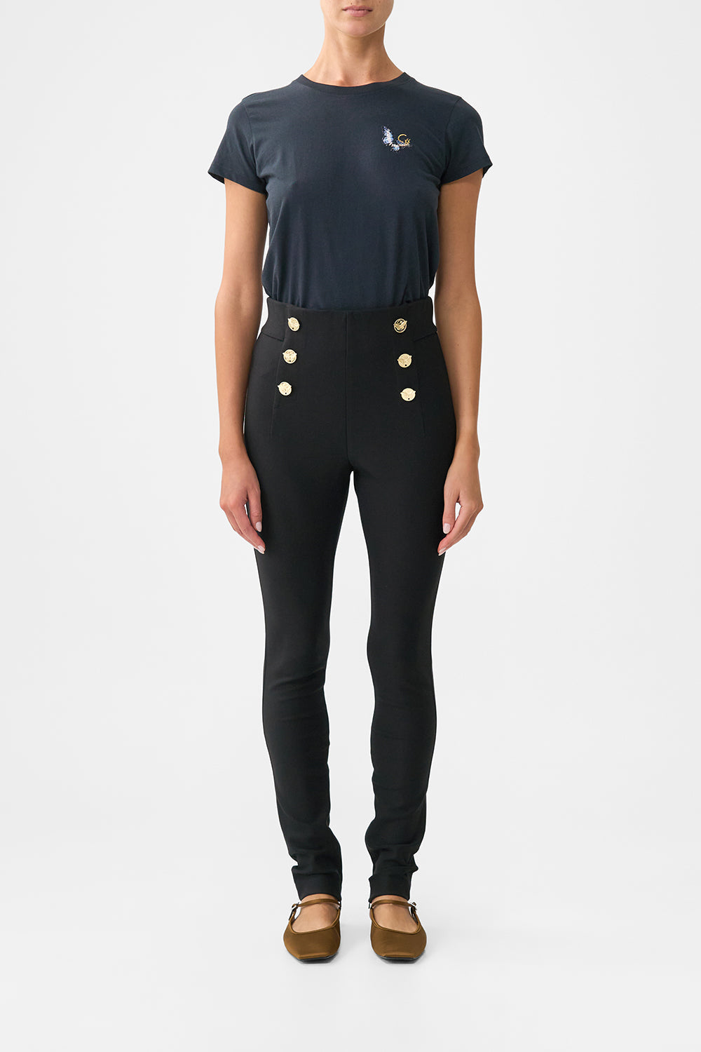 The CAMILLA button embellished ponte pant from our print Ottoman elegance