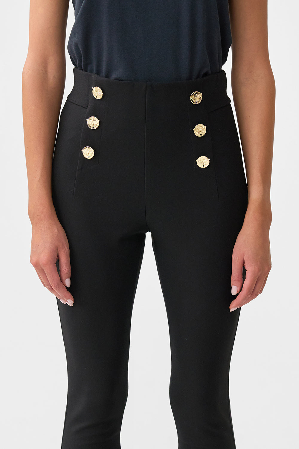 The CAMILLA button embellished ponte pant from our print Ottoman elegance