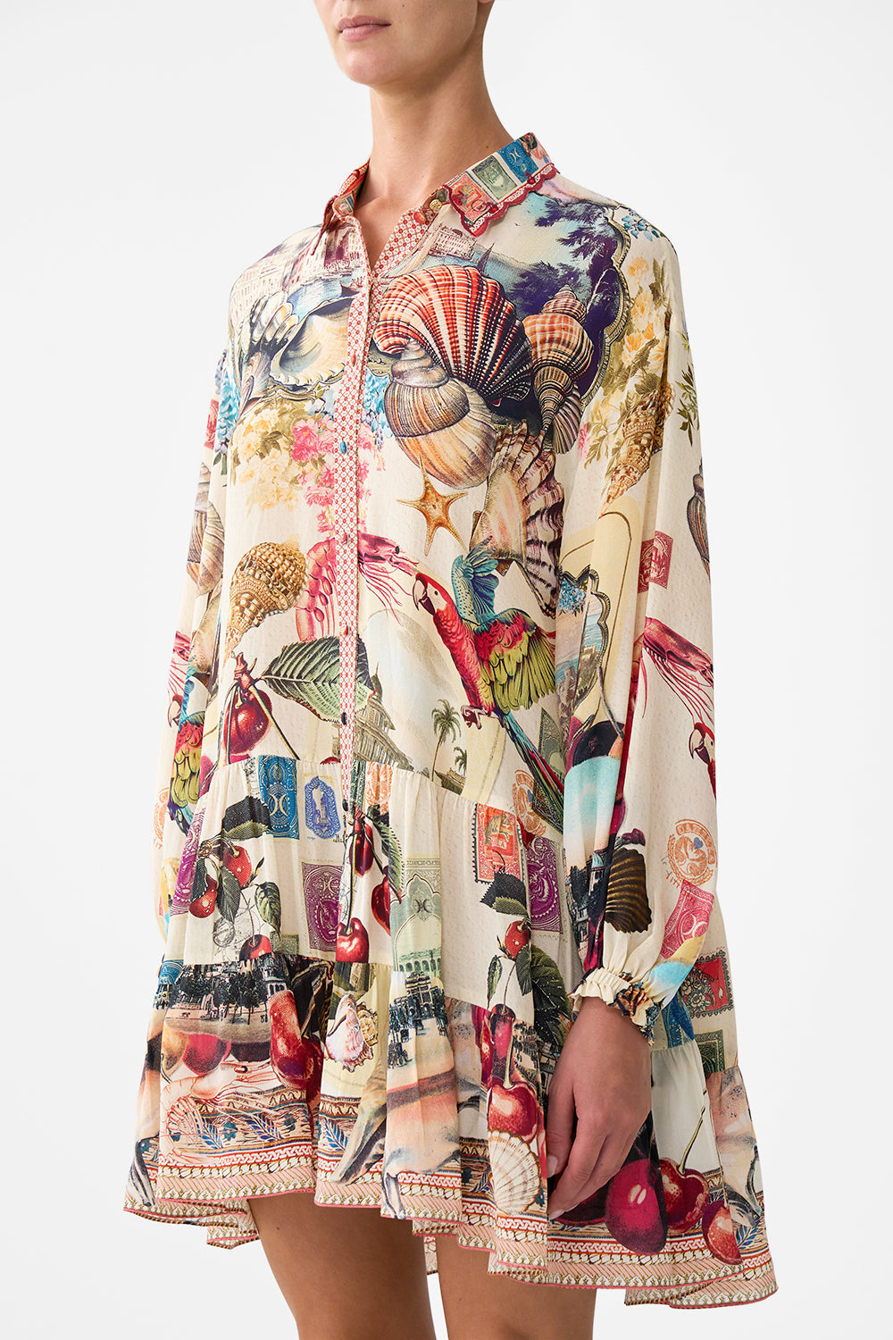 LONG SLEEVE TIERED SHORT DRESS NOTES FROM THE ROAD