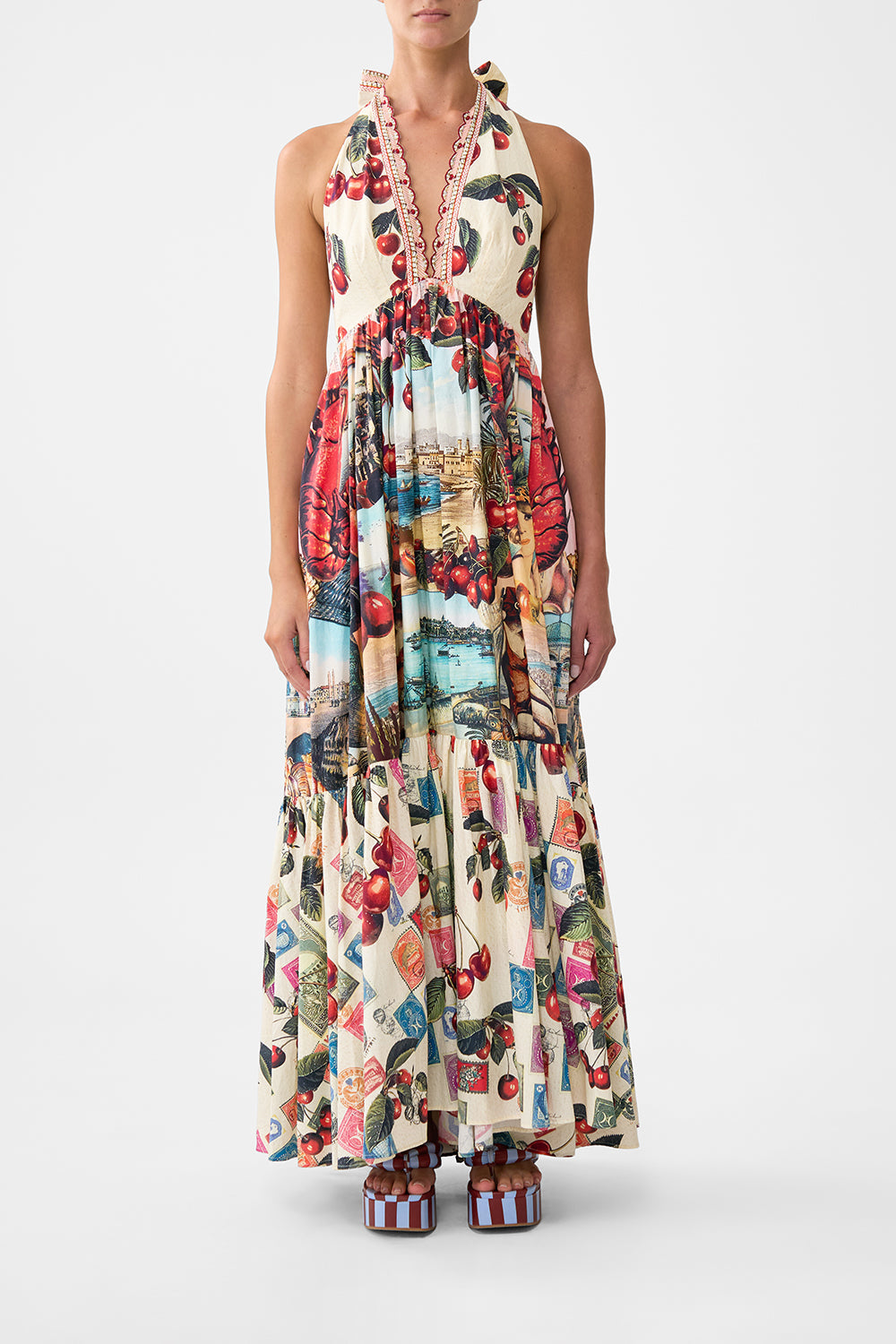 VESTIDO HALTER CON VOLANTES NOTAS DEL VIAJE