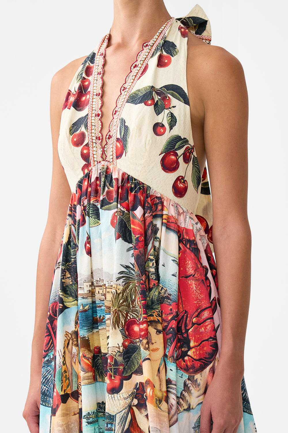 VESTIDO HALTER CON VOLANTES NOTAS DEL VIAJE