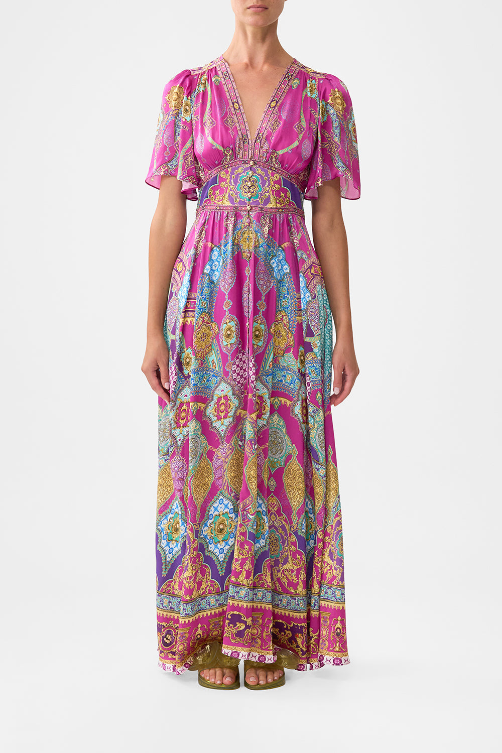 SHAPED WAISTBAND DRESS WITH FLUTTER SLEEVES CONCUBINES, SULTANS & COURTIERS