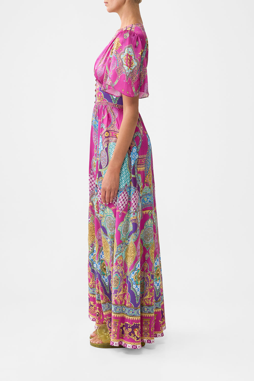 SHAPED WAISTBAND DRESS WITH FLUTTER SLEEVES CONCUBINES, SULTANS & COURTIERS