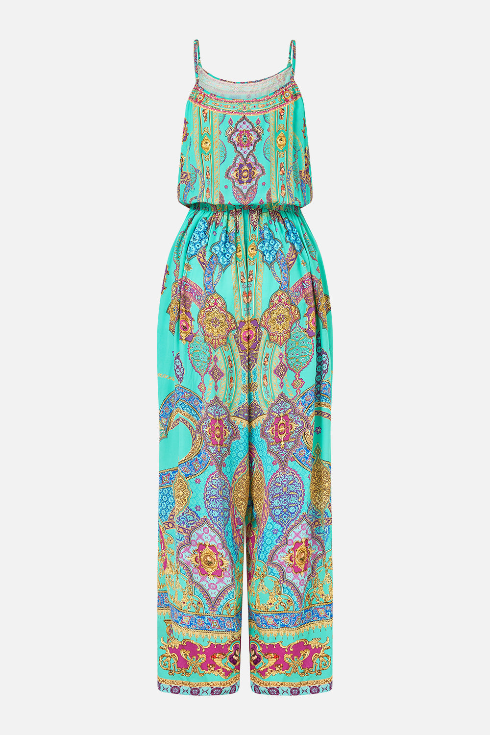 The CAMILLA shoestring strap jumpsuit from our print the concubines corridor, back product view