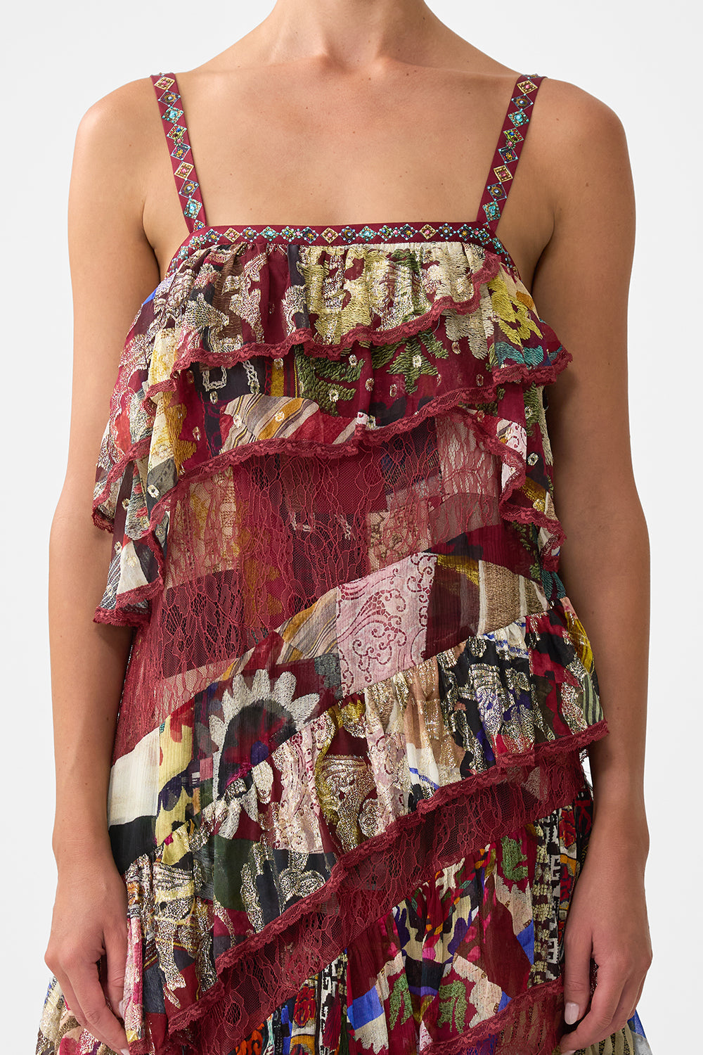 ASYMMETRIC SPLICED LACE DRESS PATCHWORK ALCHEMY