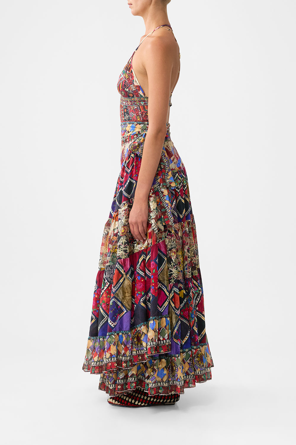 WRAP SKIRT WITH GATHERED PANELS PATCHWORK ALCHEMY