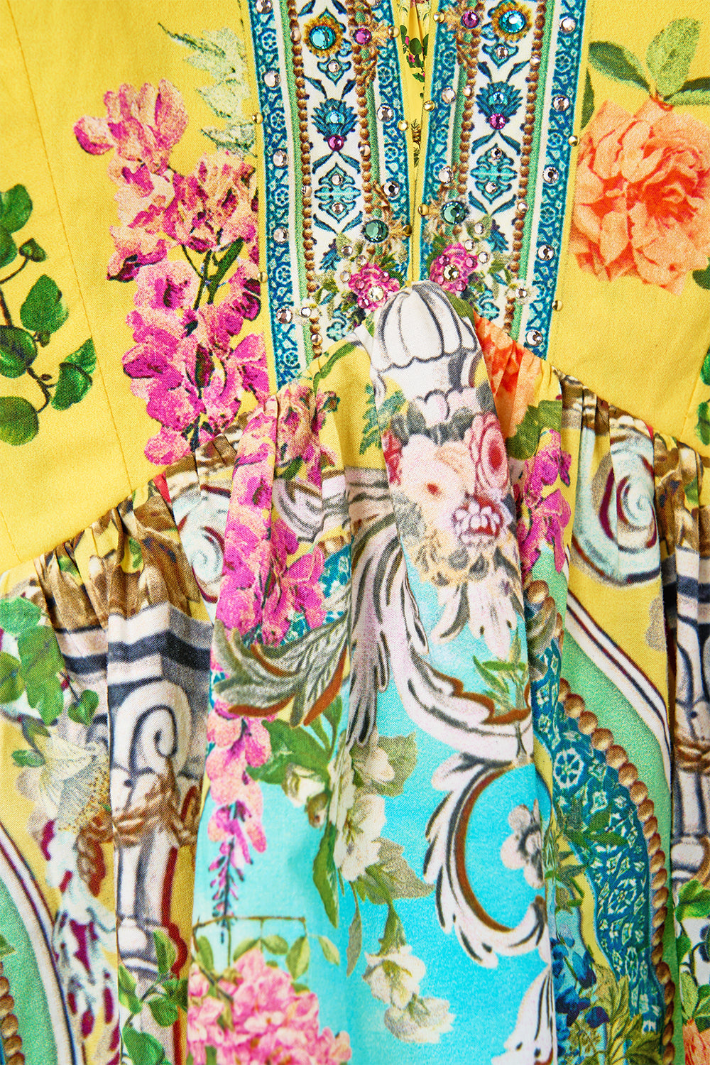 The CAMILLA ruffle hem halter short dress from our print tales of Topkapi palace