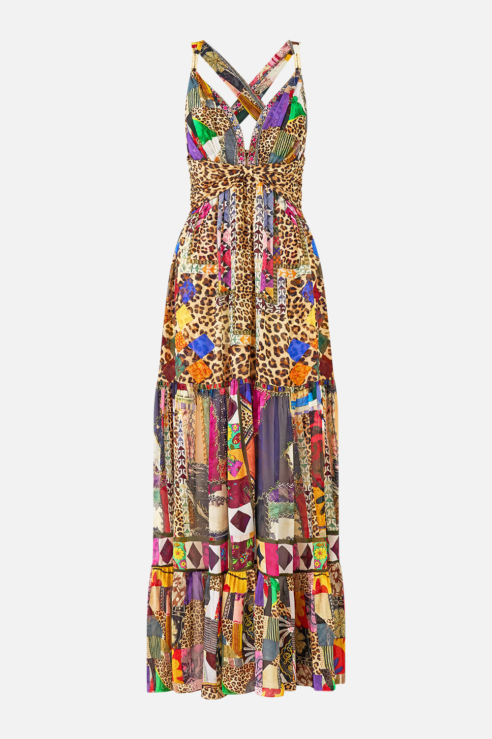 The CAMILLA BEAD STRAP GATHERED PANEL DRESS EMBROIDERED EVER AFTER in our  print.