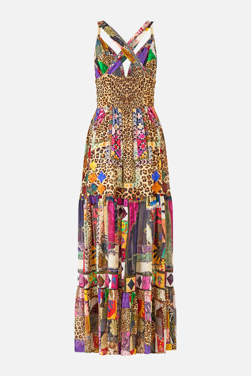 Embroidered Ever After Bead Strap Gathered Panel Dress | CAMILLA
