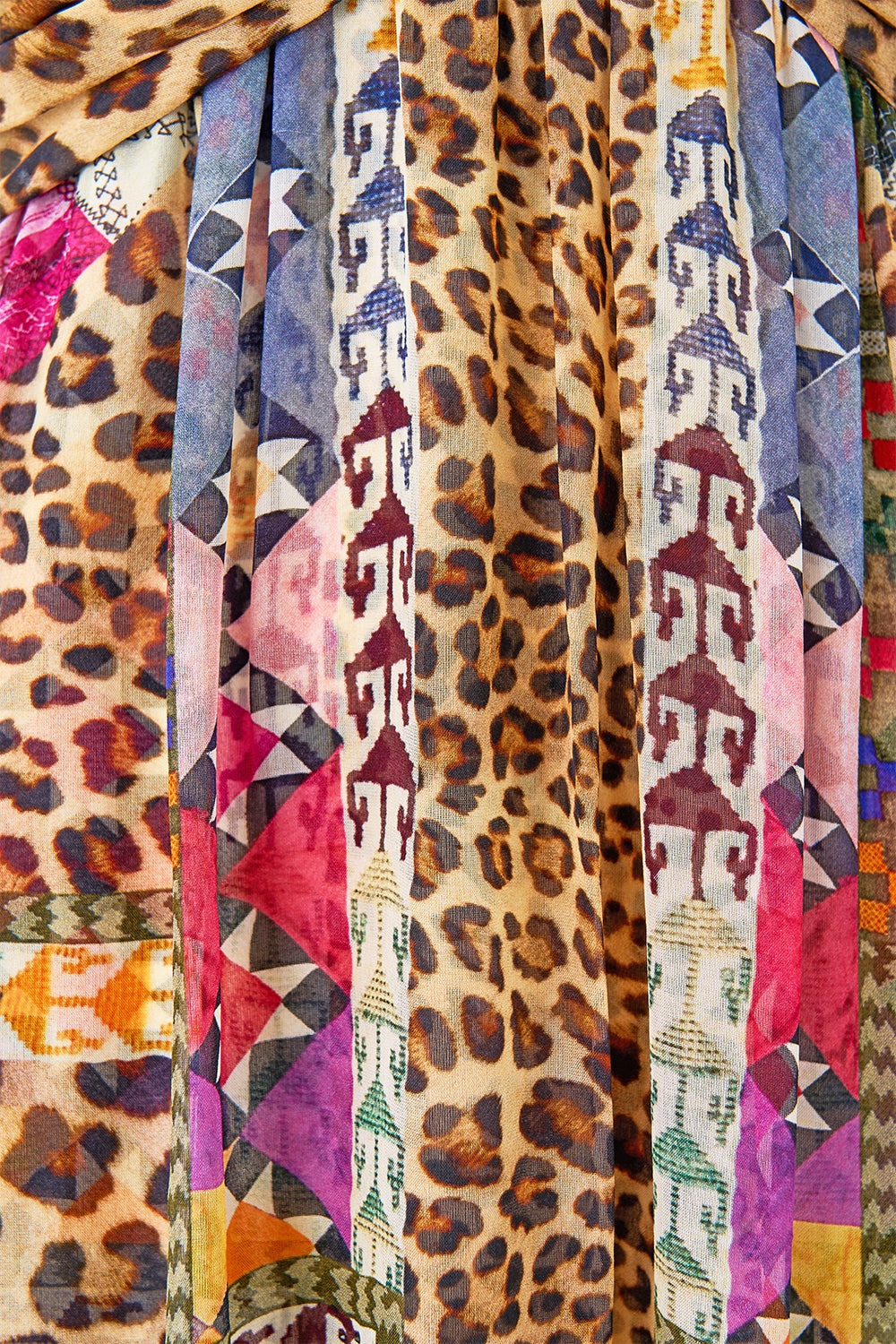 The CAMILLA BEAD STRAP GATHERED PANEL DRESS EMBROIDERED EVER AFTER in our  print.
