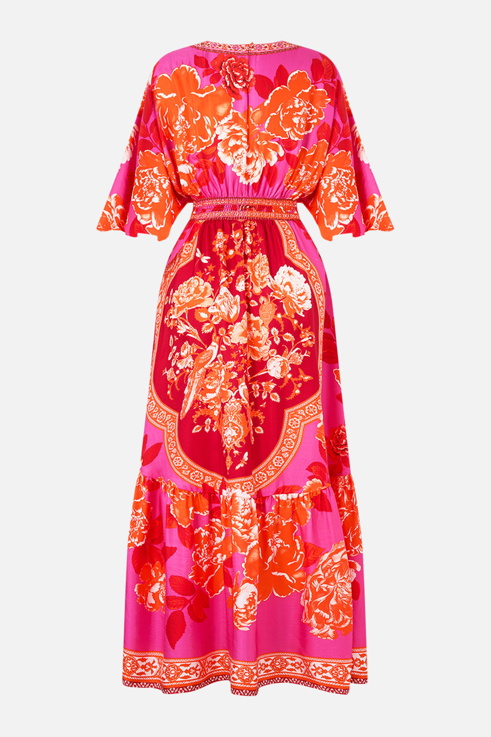 WAISTED DRESS WITH HEM RUFFLE TILES OF TÜRKIYE