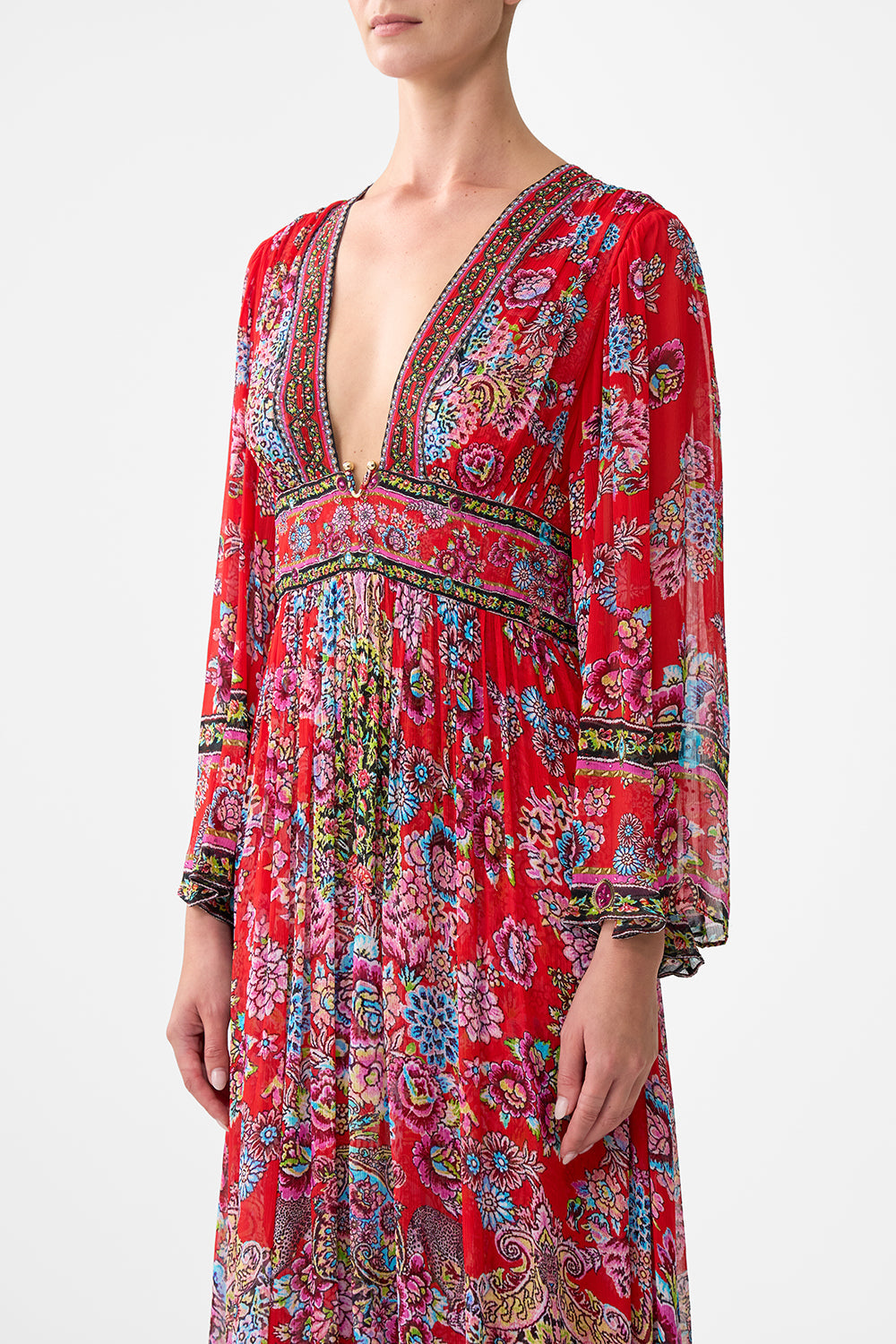 VESTIDO DE MANGA LARGA CON DETALLES METALIZADOS ARTISANS OF ANATOLIA