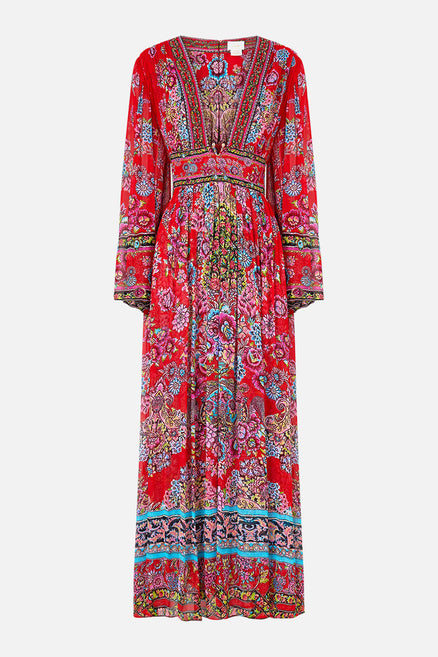 artisanal red maxi dress Artisans Of Anatolia High Neck Bias Dress