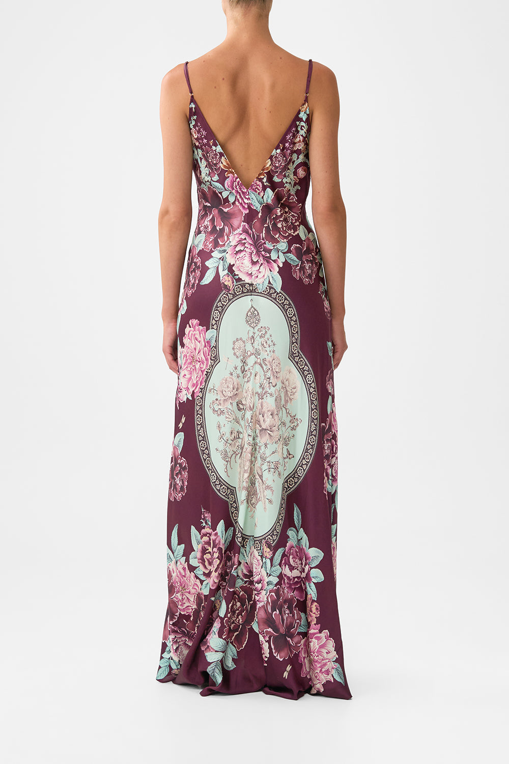 V-NECK LONG BIAS SLIP DRESS WITH TRAIN IF THESE TILES COULD TALK