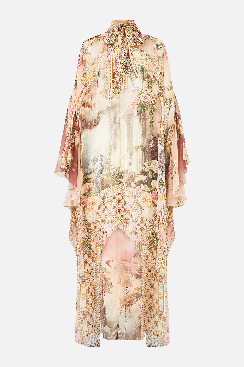 HIGH NECK RUFFLE KAFTAN WATERCOLOUR WONDERLAND