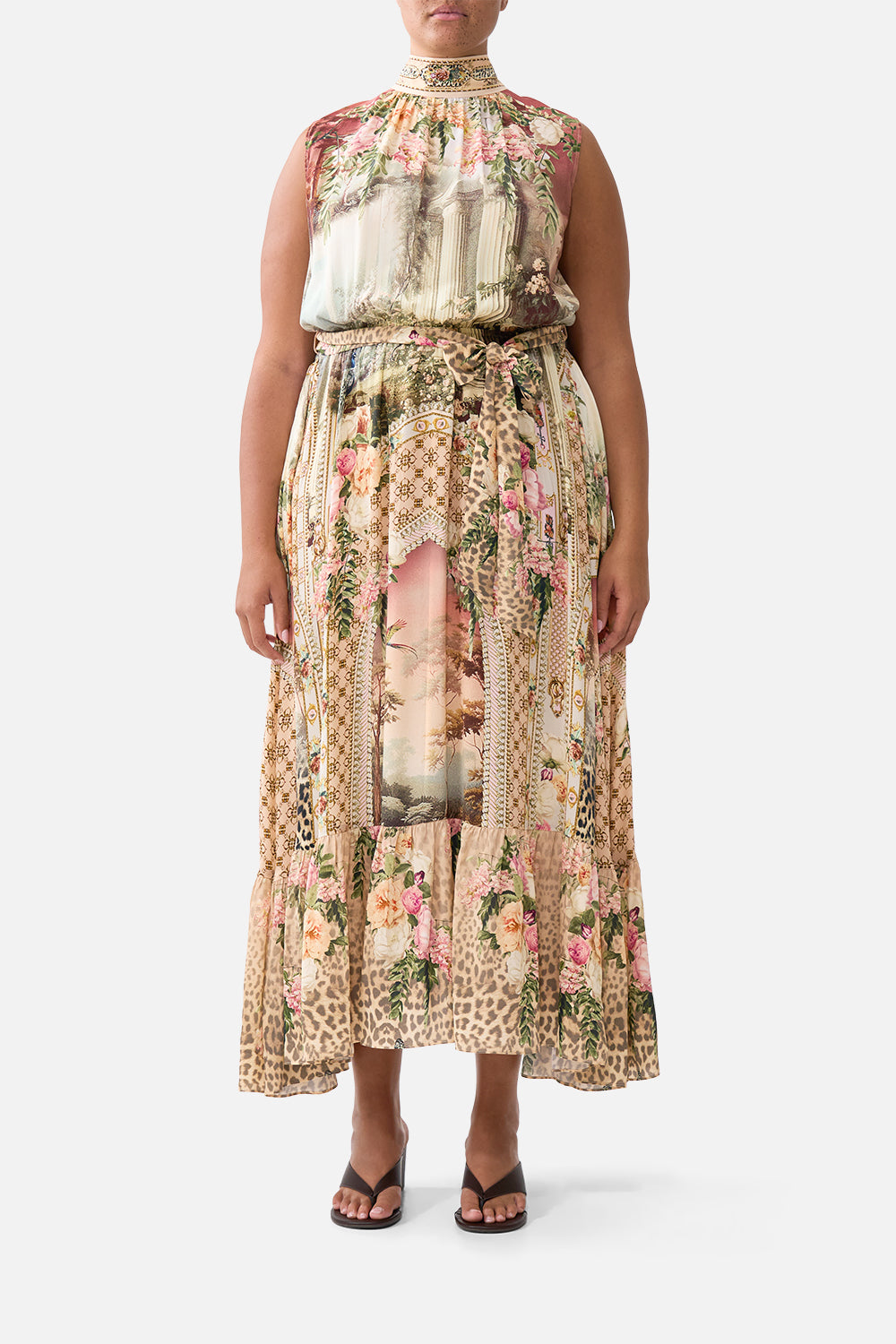 VESTIDO CON CINTURÓN Y CINTURA ELÁSTICA MARAVILLAS EN ACUARELA